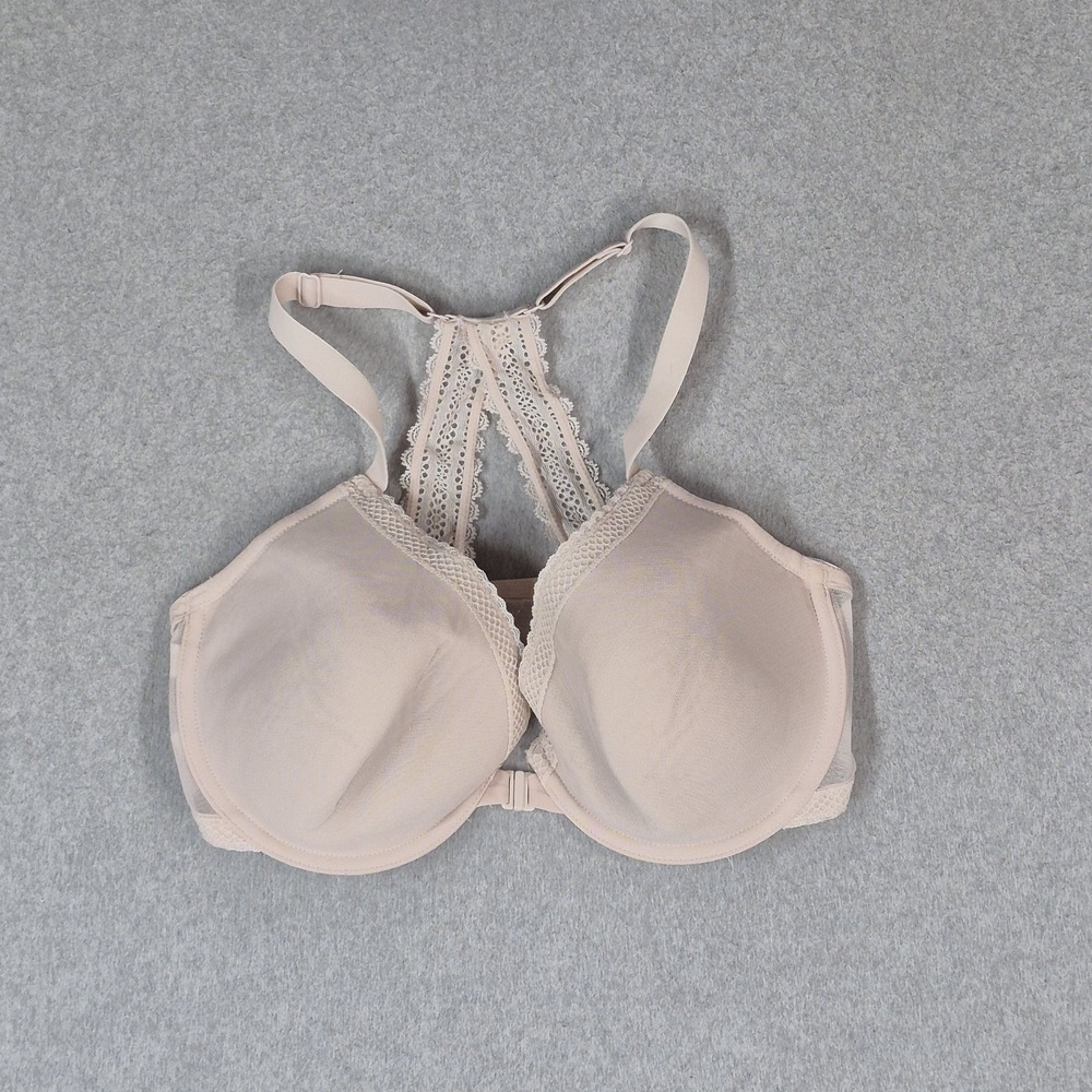 Auden Women Bra 36DD Beige Adjustable Strap Front Closure Underwired Lace Mesh